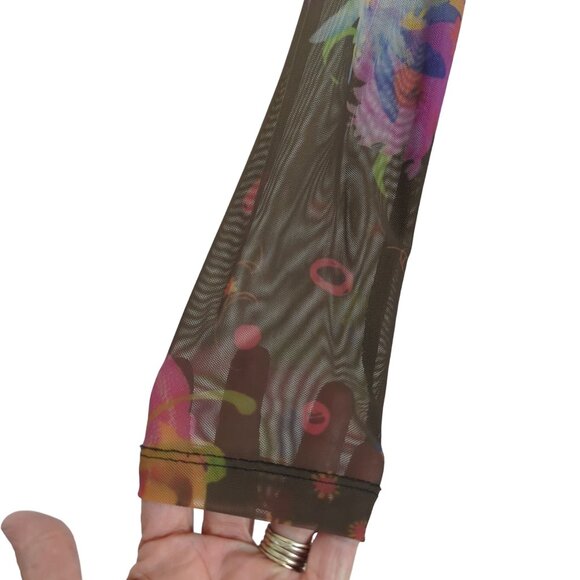 Desigual Women's Long Sleeve Geometric Print Tunic Top With Sheer Floral Sleeves - Picture 4 of 12